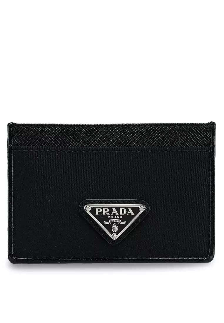 Leather card holder prada discount