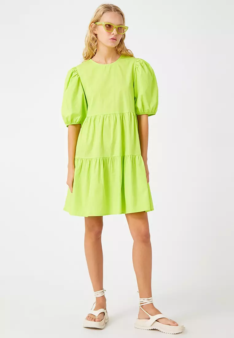 Crew Neck Balloon Sleeve Dress
