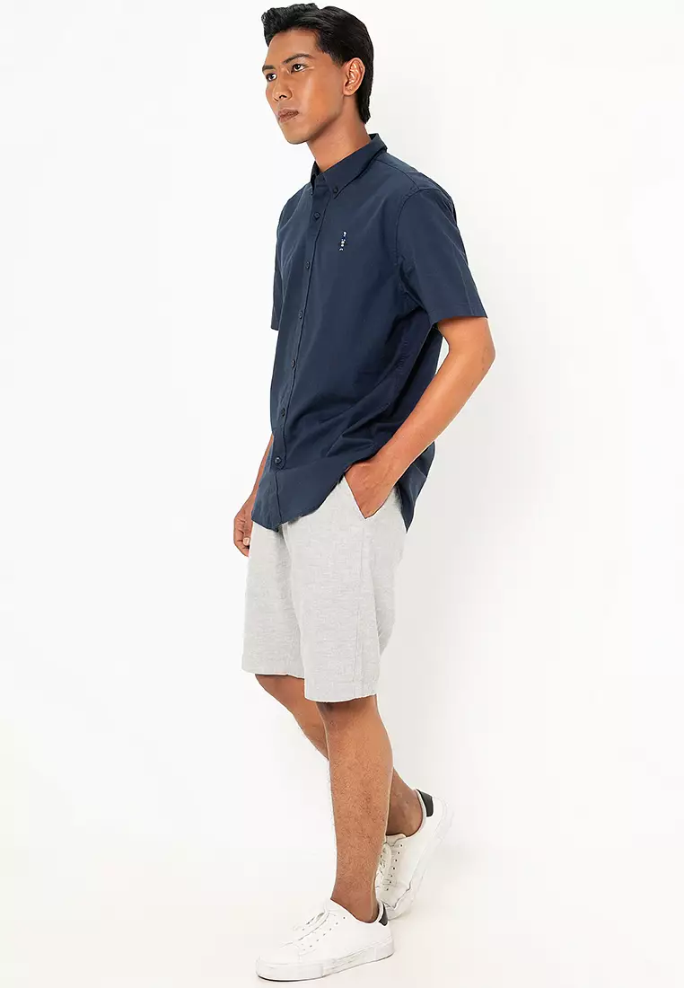 Men's Linen Cotton Elastic Waist Bermuda Shorts 01105227