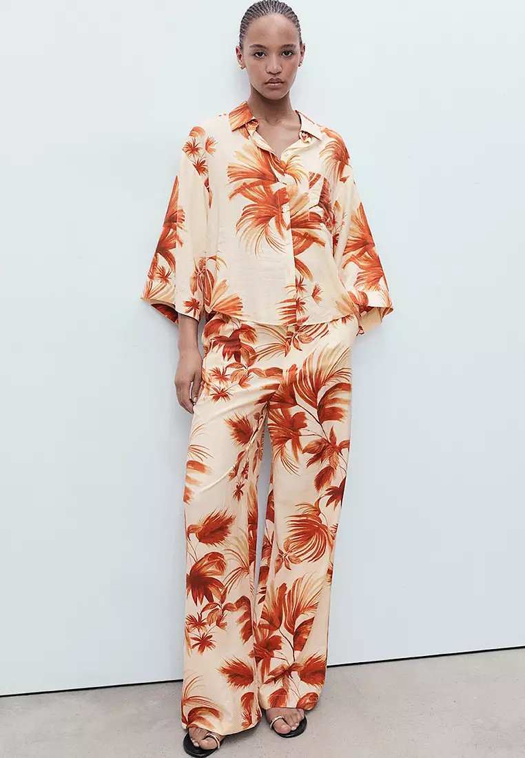 Palm-Tree Shirt With Three-Quarter Sleeves