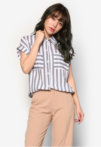 Striped Button Desprit outlet 家樂福own Shirt, 服飾, 上衣