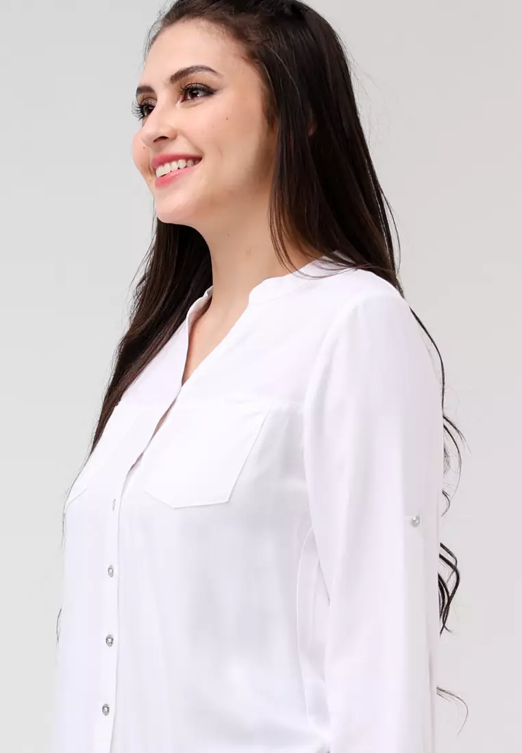 Bold Twill Rayon Long Sleeves Blouse