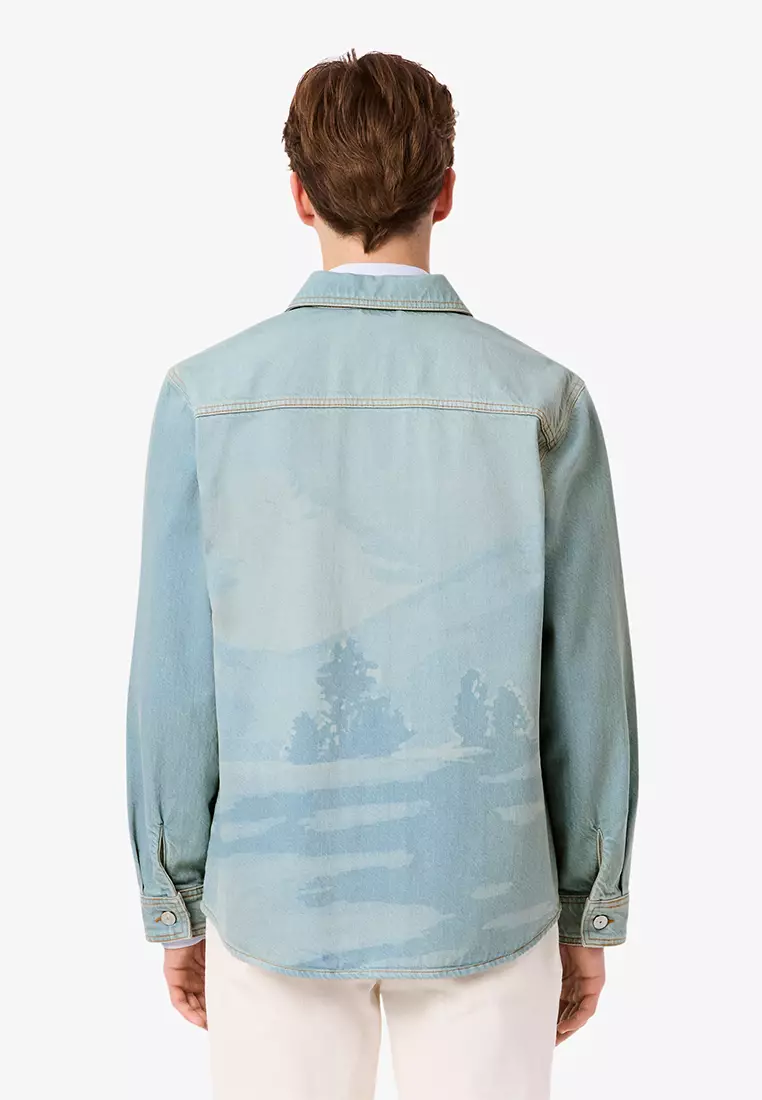 Landscape Motif Denim Overshirt