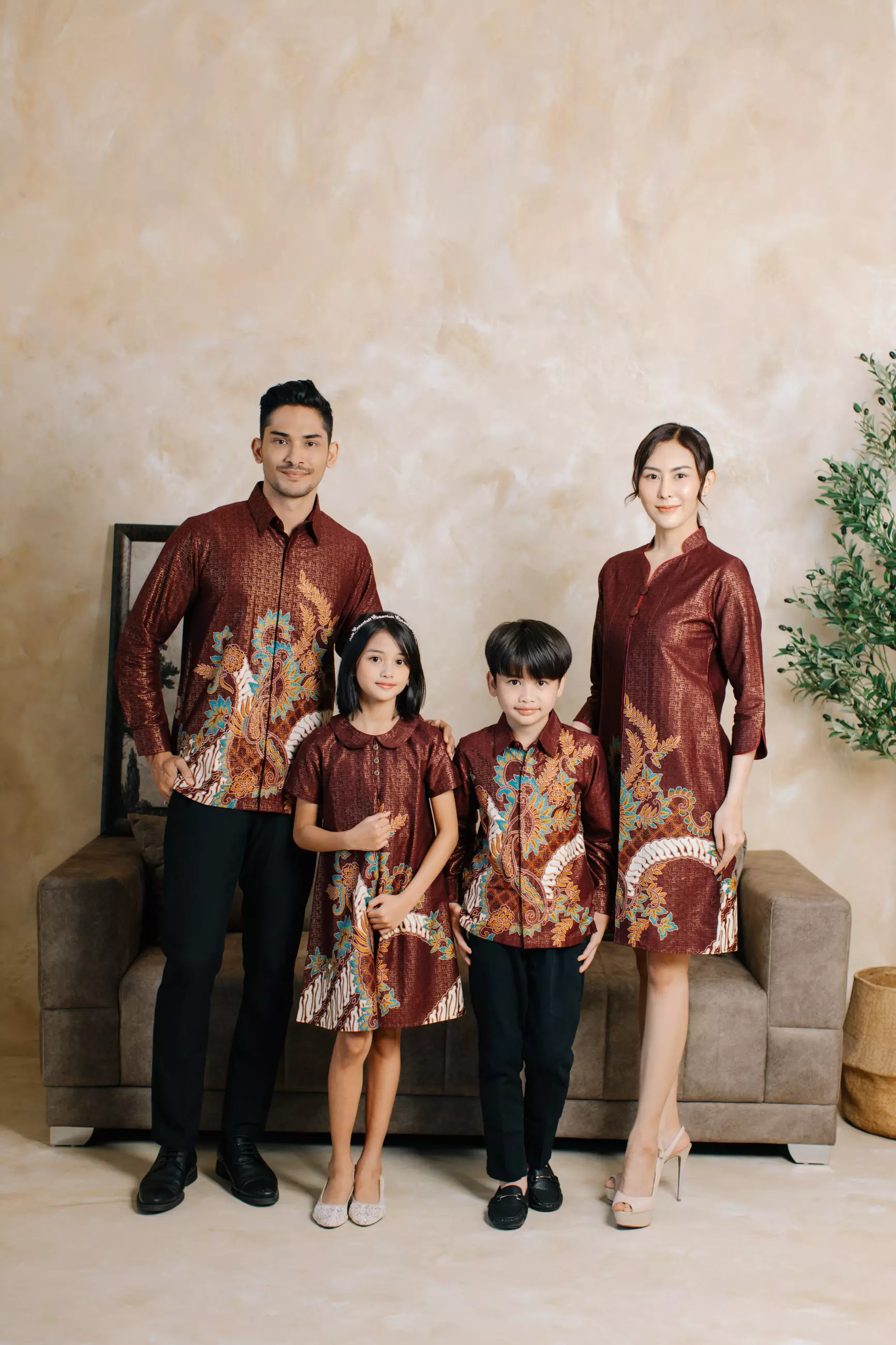 Adyatma Adhiwangsa Maroon Kemeja Batik Anak Pria Kemeja Batik Anak Cowok Katun Foil