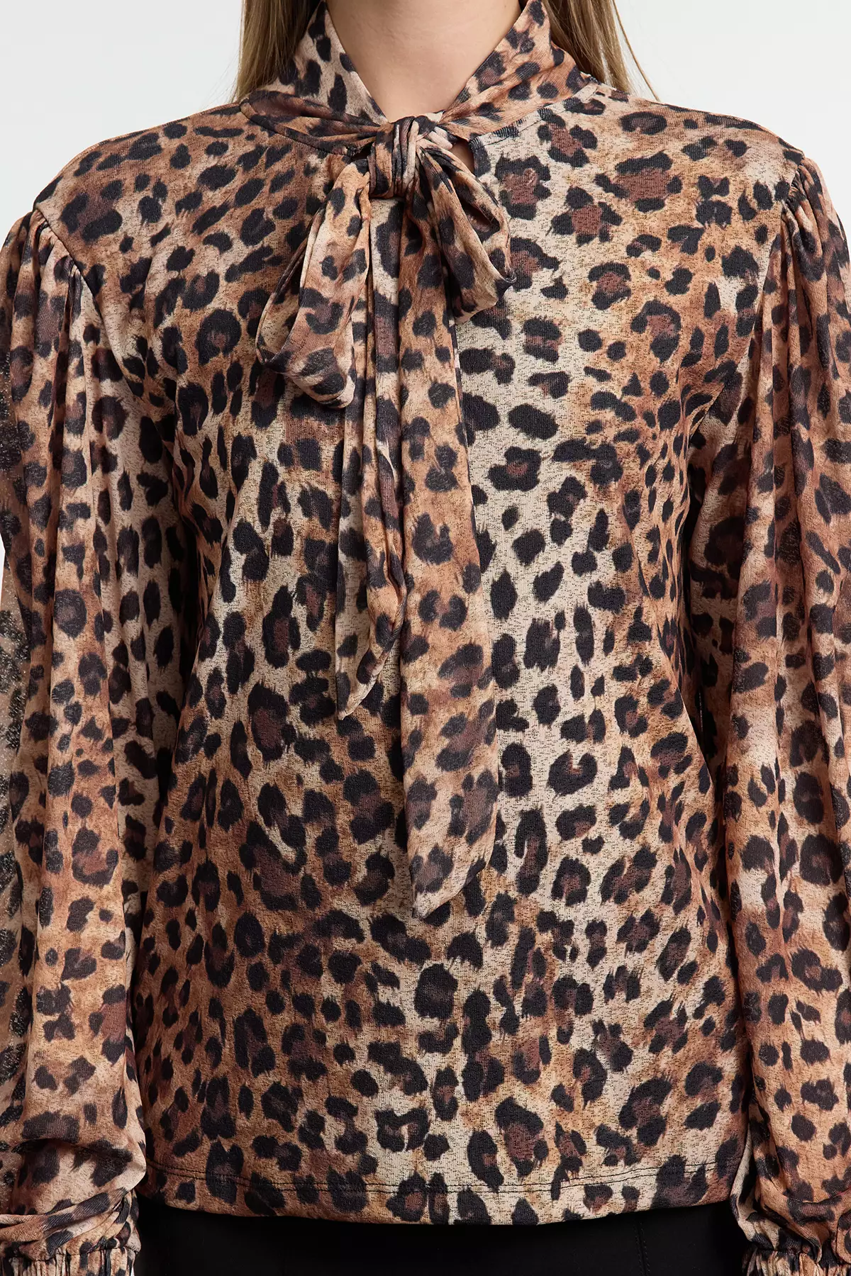 Leopard Printed Multicolored Knitted Blouse