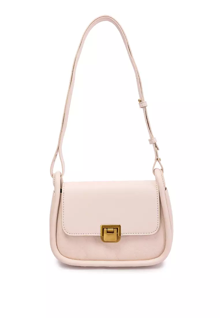 Tas Selempang Kulit Imitasi Warna Putih