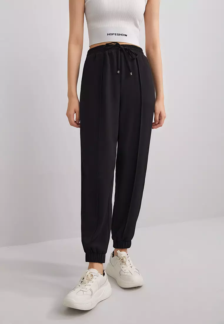Elastic Waist Contrast Fold Jogger Pants