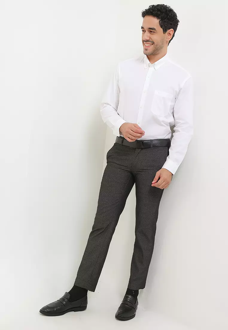 Kemeja Lengan Panjang Ethan White Soft Ivory - White Smart Casual