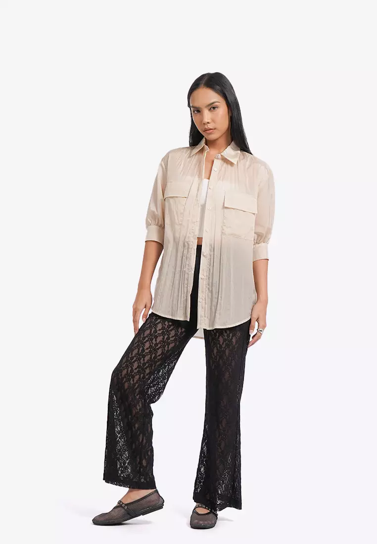 Puff Sleeve Sheer Shirt