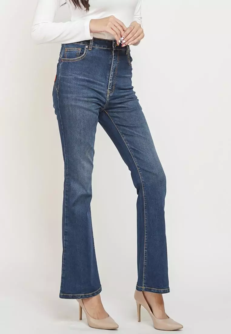 DUST Celana Vintage Cutbray Jeans Adisti Navy Comfease (D. 3816)