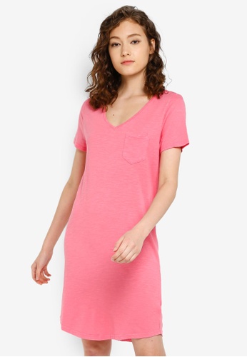 Buy Gap Short Sleeve Relaxed V Neck Pocket T Shirt Dress Online On