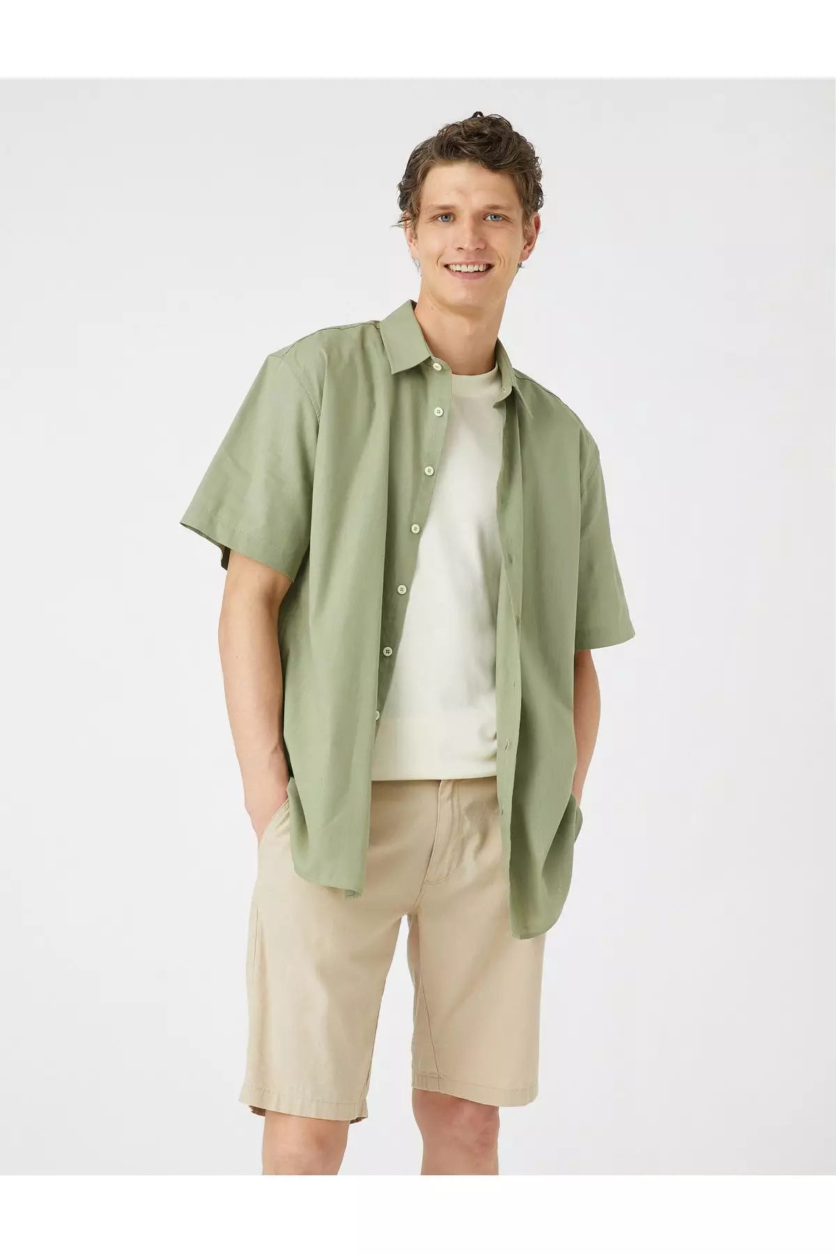 Discount on KOTON  shoes - SKU: Summer Shirt Short Sleeve Classic Collar Buttoned Cotton