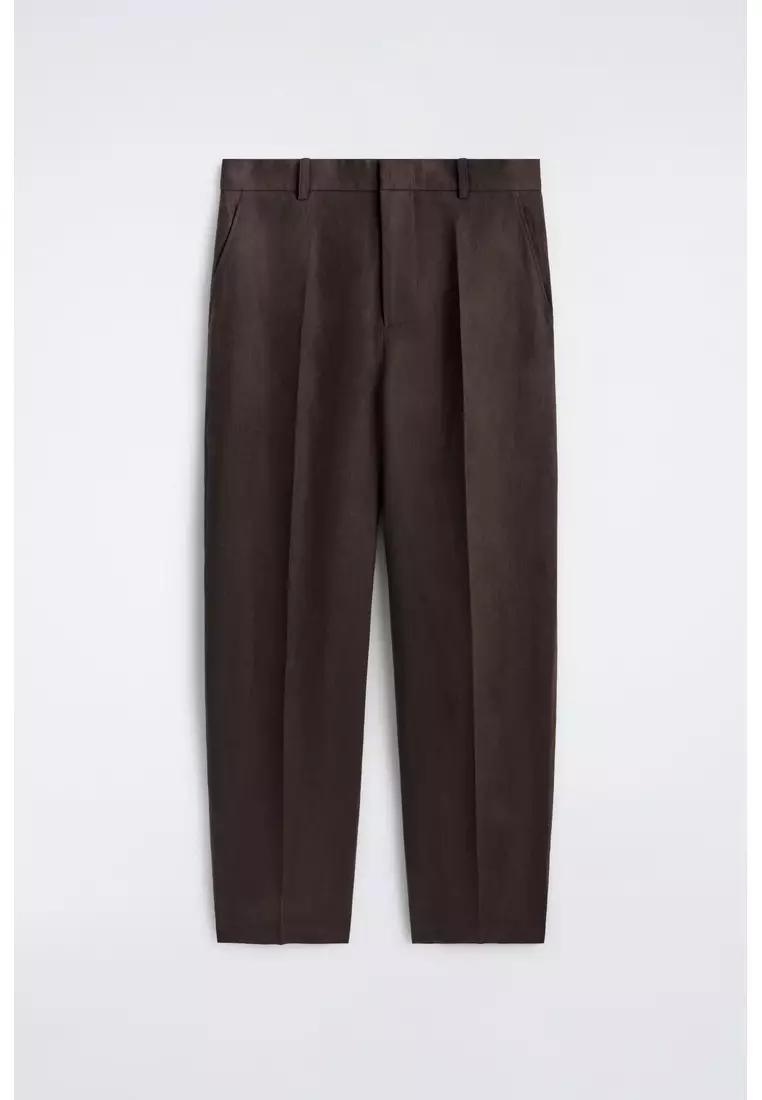 RELAXED LINEN TAPERED TROUSERS