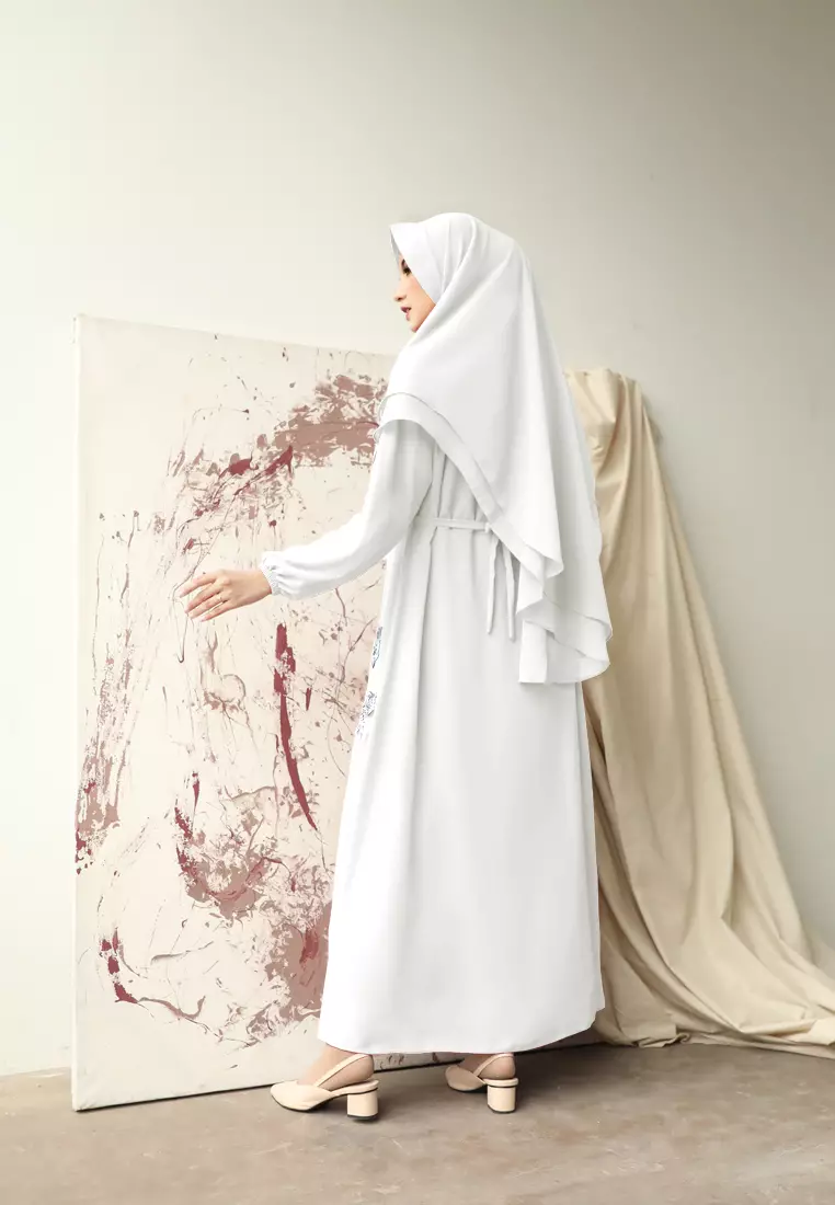 Elwisa Dress | Gamis Khimar Brukat | Long Dress - Coconut White