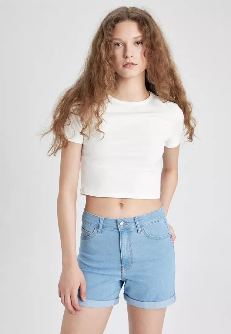 Roll Hem Denim Shorts