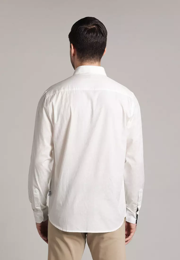 MOC - Kemeja Polos Pria Lengan Panjang Brandon - White