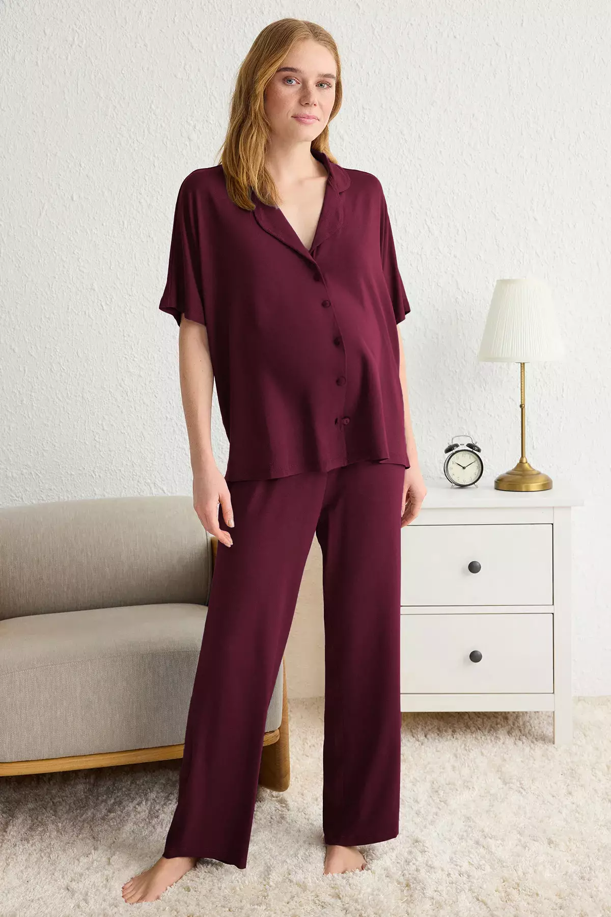 Dark Cherry Comfortable Molded Viscose Mater