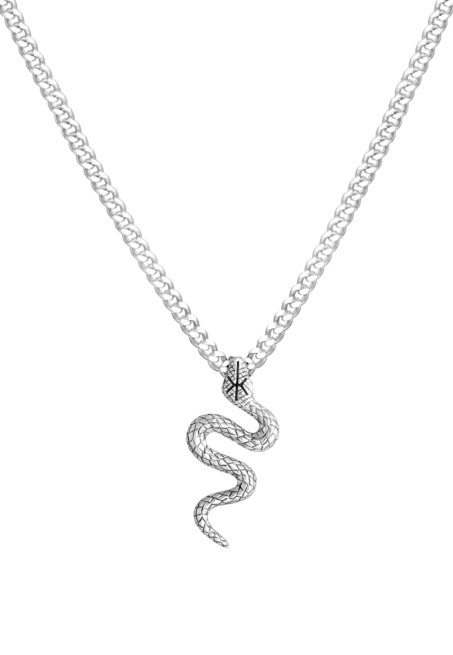 项链男人赫伦坦克链蛇吊坠很大