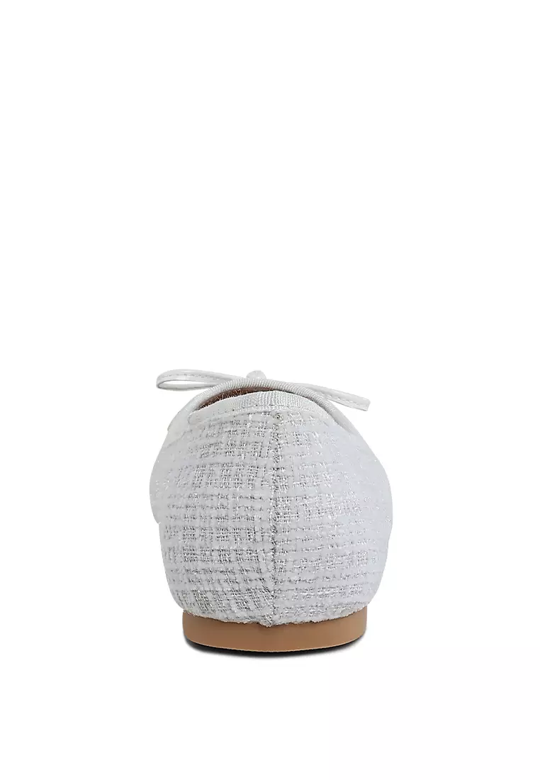 Sepatu Balet Tweed Kotak-kotak Putih