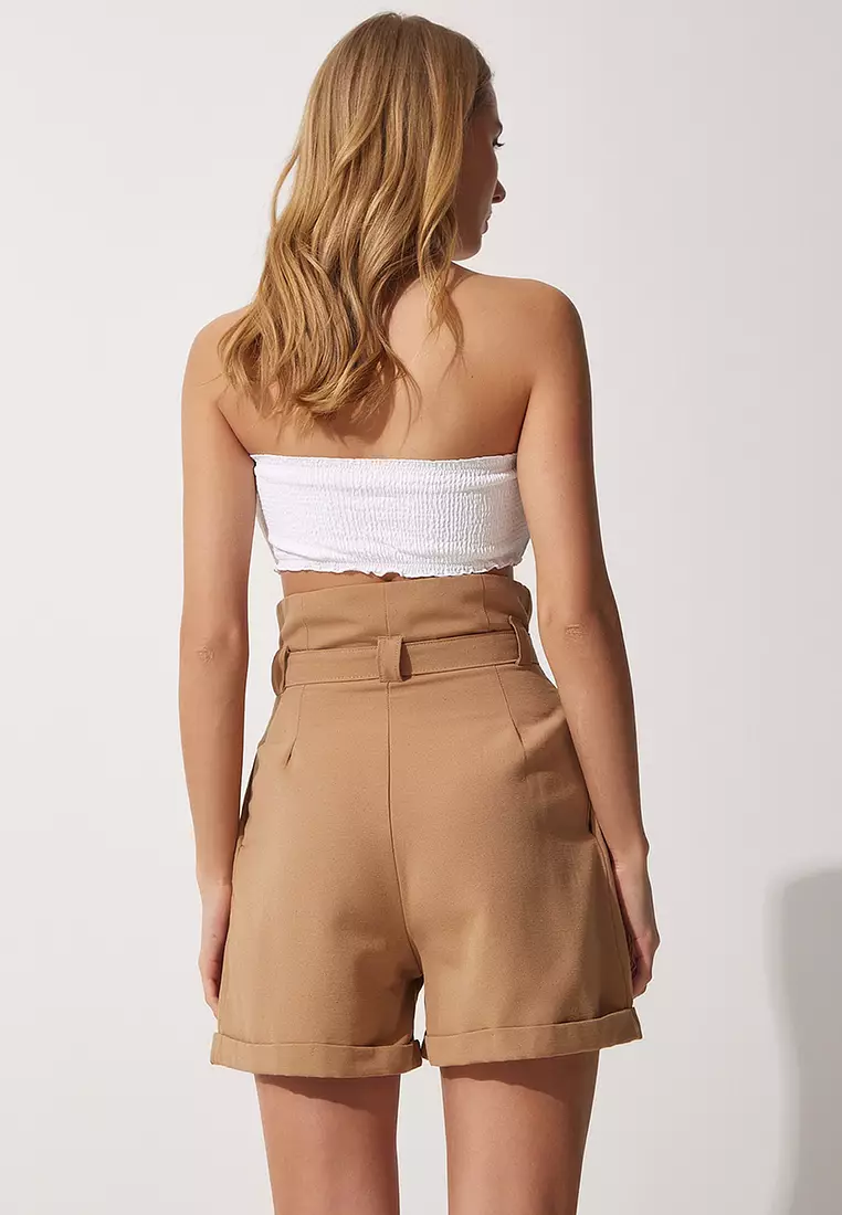 Khaki paperbag shorts shop