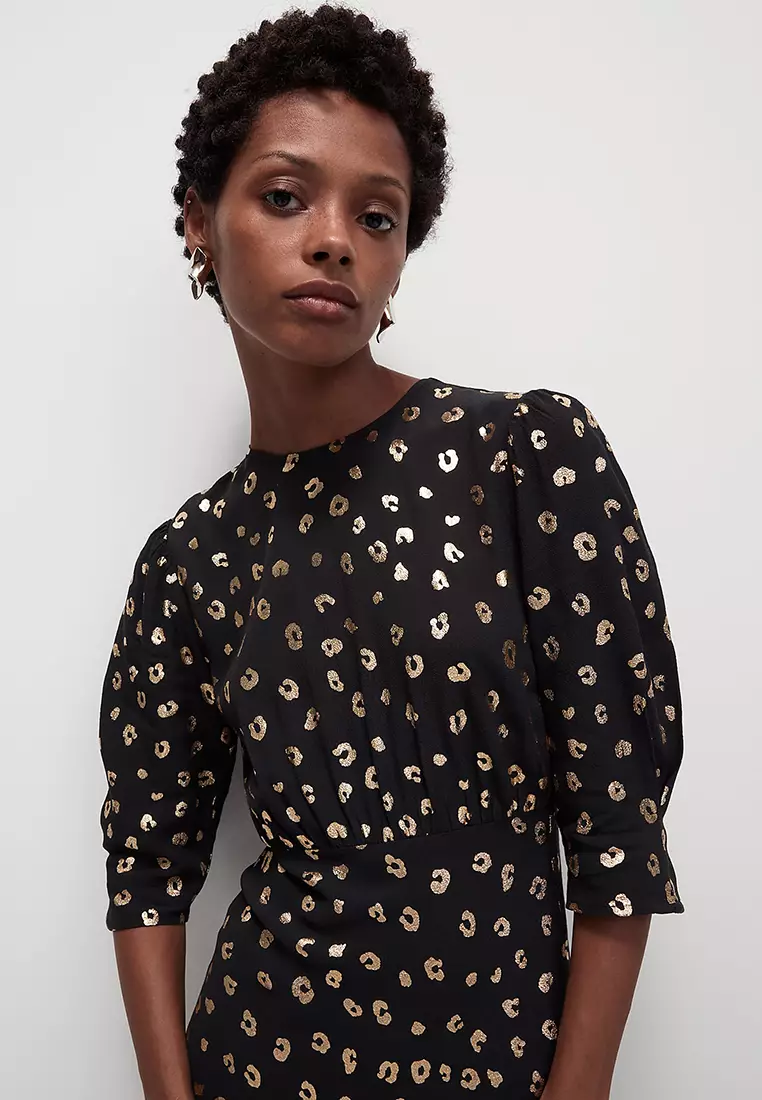 Foil Animal Print Midaxi Column Dress
