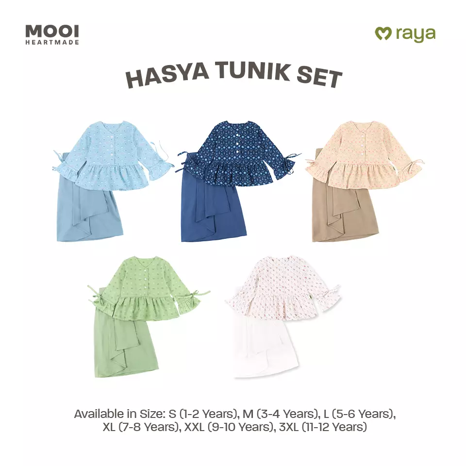 Mooi Setelan Anak Perempuan Raya Collection Hasya Tunic Set - Dusty Blue