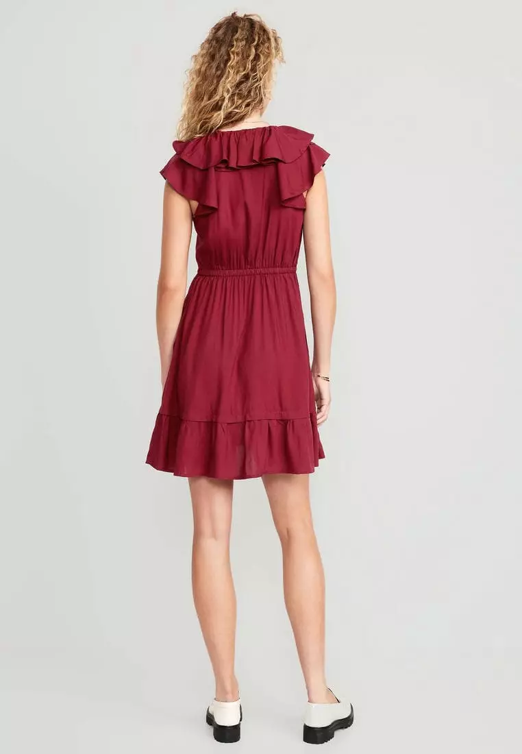 Buy Old Navy Waist Defined Ruffle Trim Mini Dress for Women 2024