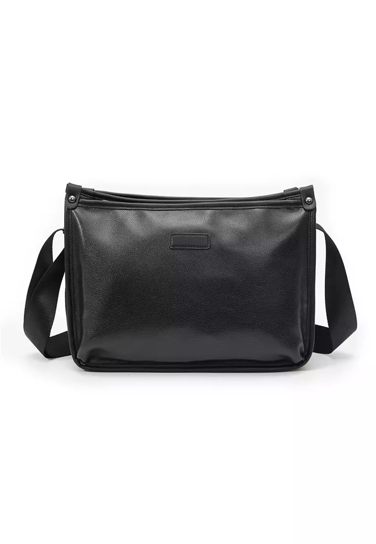 Businessmen s Casual Zipper Cross body Bag Sling Bag Plain Black