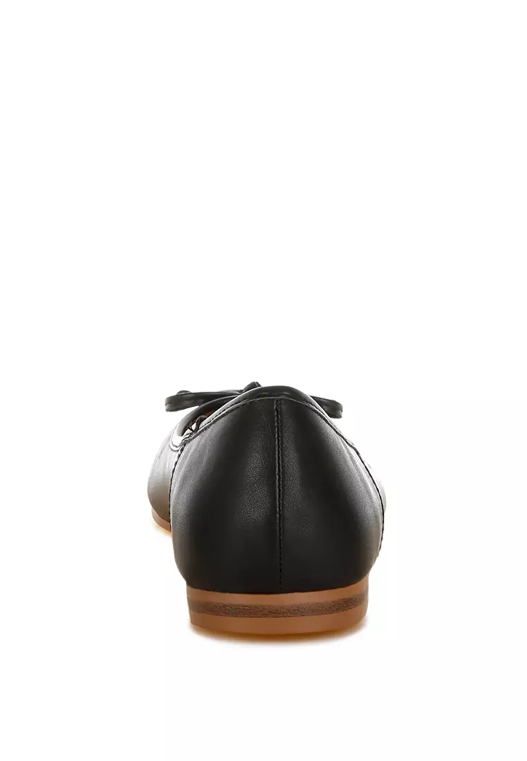 Faux Leather Casual Ballerinas in Black