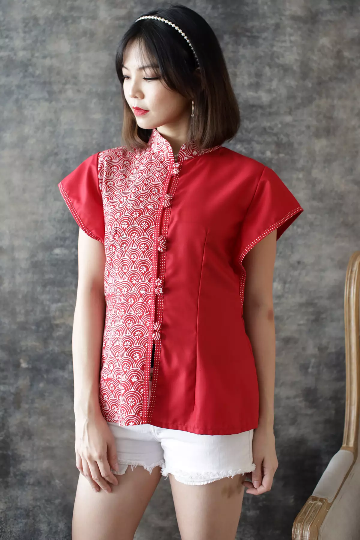Ratimaya Sisik Ikan Merah Blouse Batik