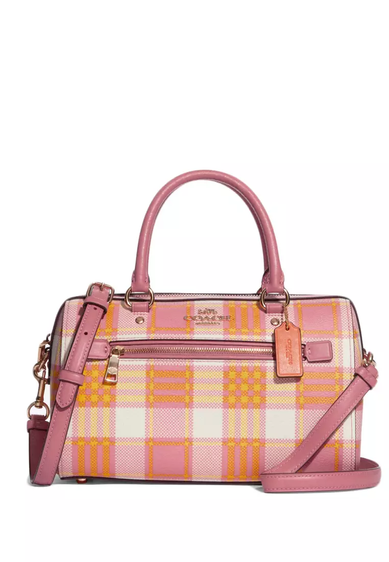 Coach pink plaid discount purse