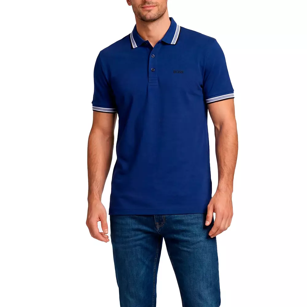 Style Paddy Contrast Logo Polo Shirt Blue