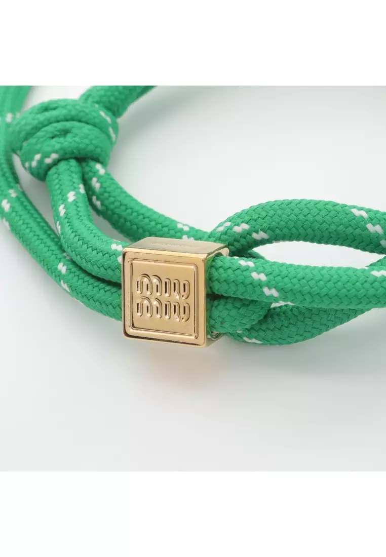 Pre-Loved MIU MIU coat bracelet GP (gold plated) fabric gold green white