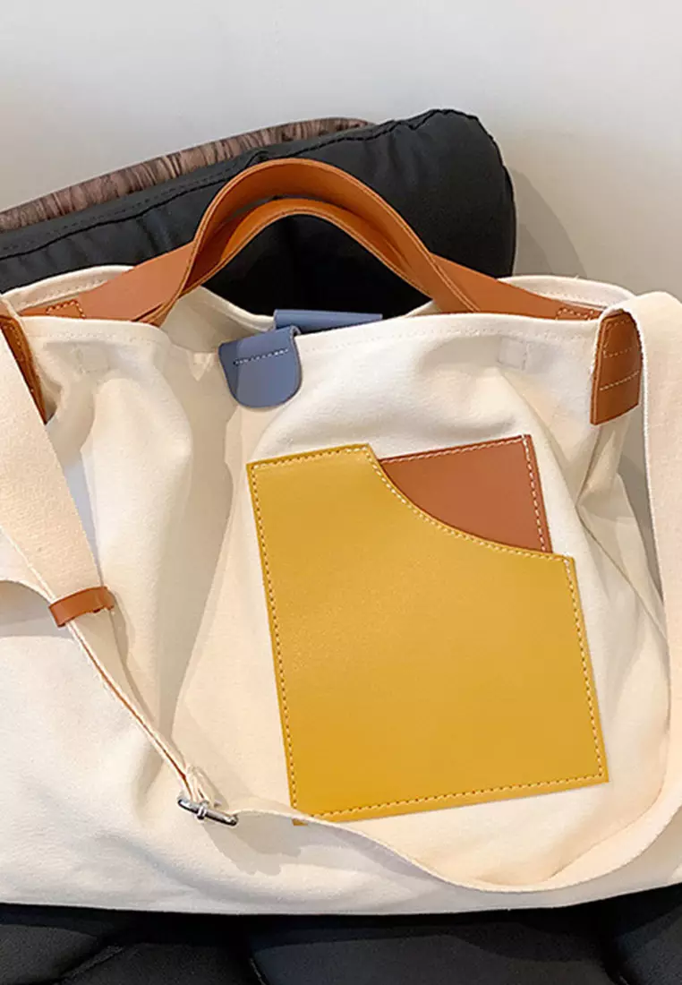 Versatile Casual Patchwork Canvas Diagonal Bag CA22021624W