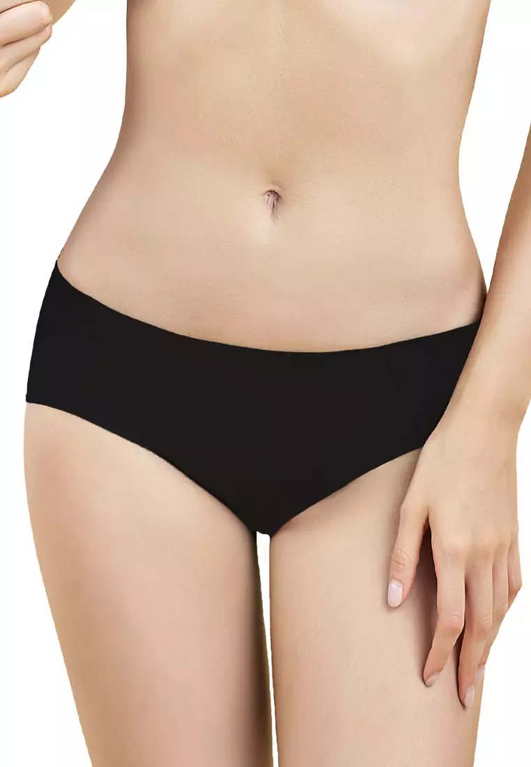 Antibacterial 2 pcs Maternity Seamless Panties  (1 Black + 1 Khaki Grey In a Pack)