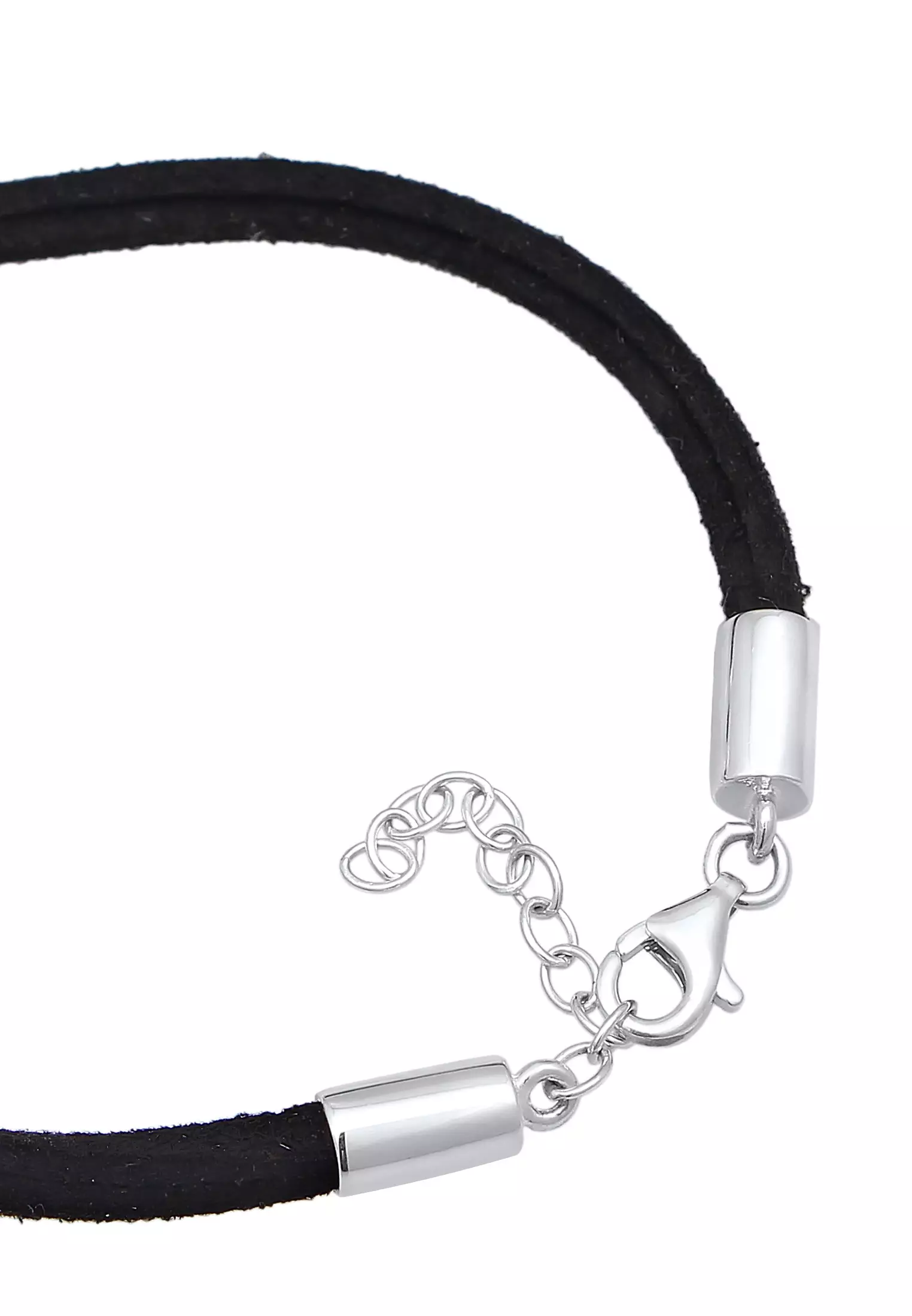 Bracelet Circle Geo Synth. Leather Black