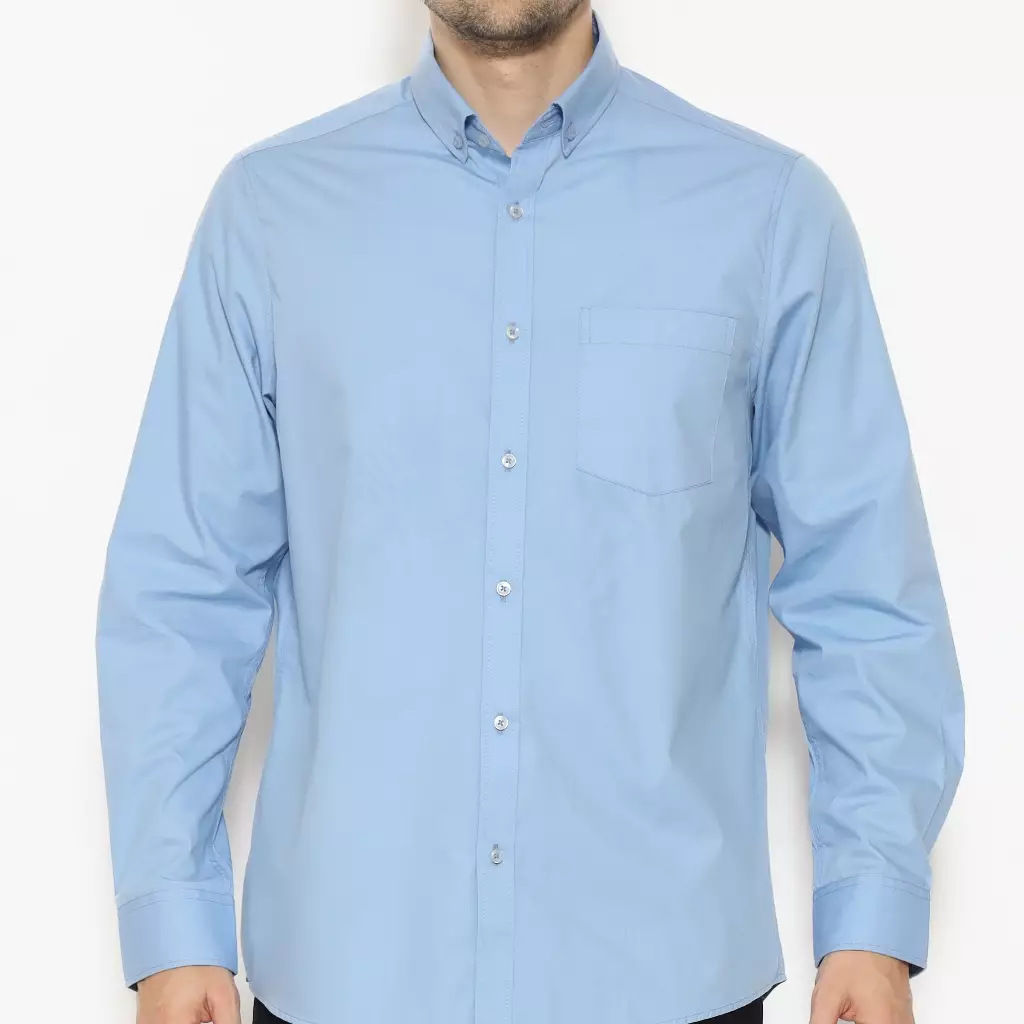 Lawell Kemeja Pria Lengan Panjang – DESMOND | Biru Muda | Regular Fit | Polyester Cotton Premium | Tekstur Tenun Halus Elegan
