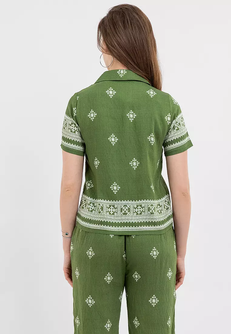 Alma Cenefa Print Button Down Filipiniana Shirt