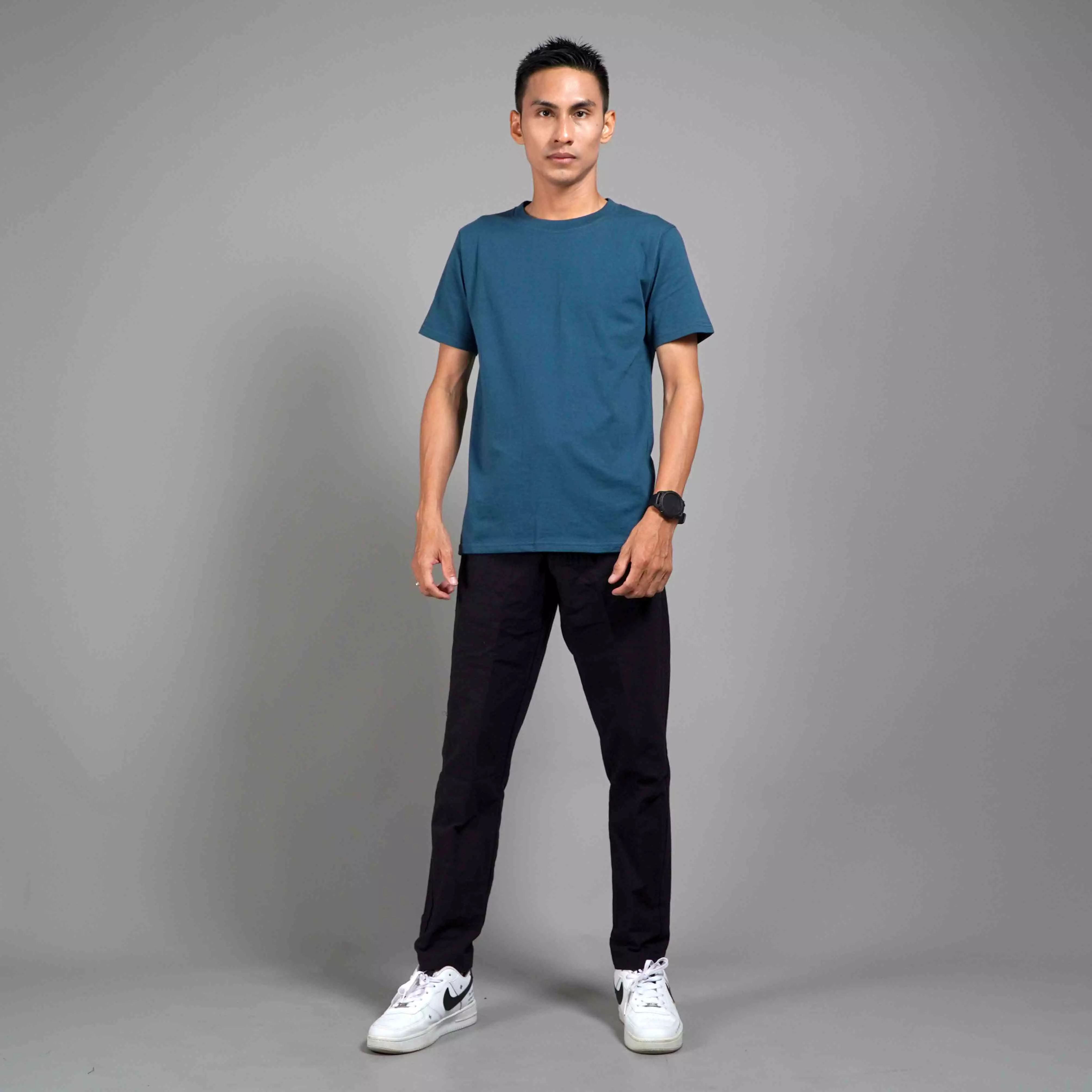  Kaos Polos Pria Lengan Pendek Basic Casual TShirt Cotton - Teal