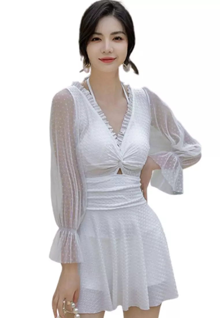 White dress discount korean style