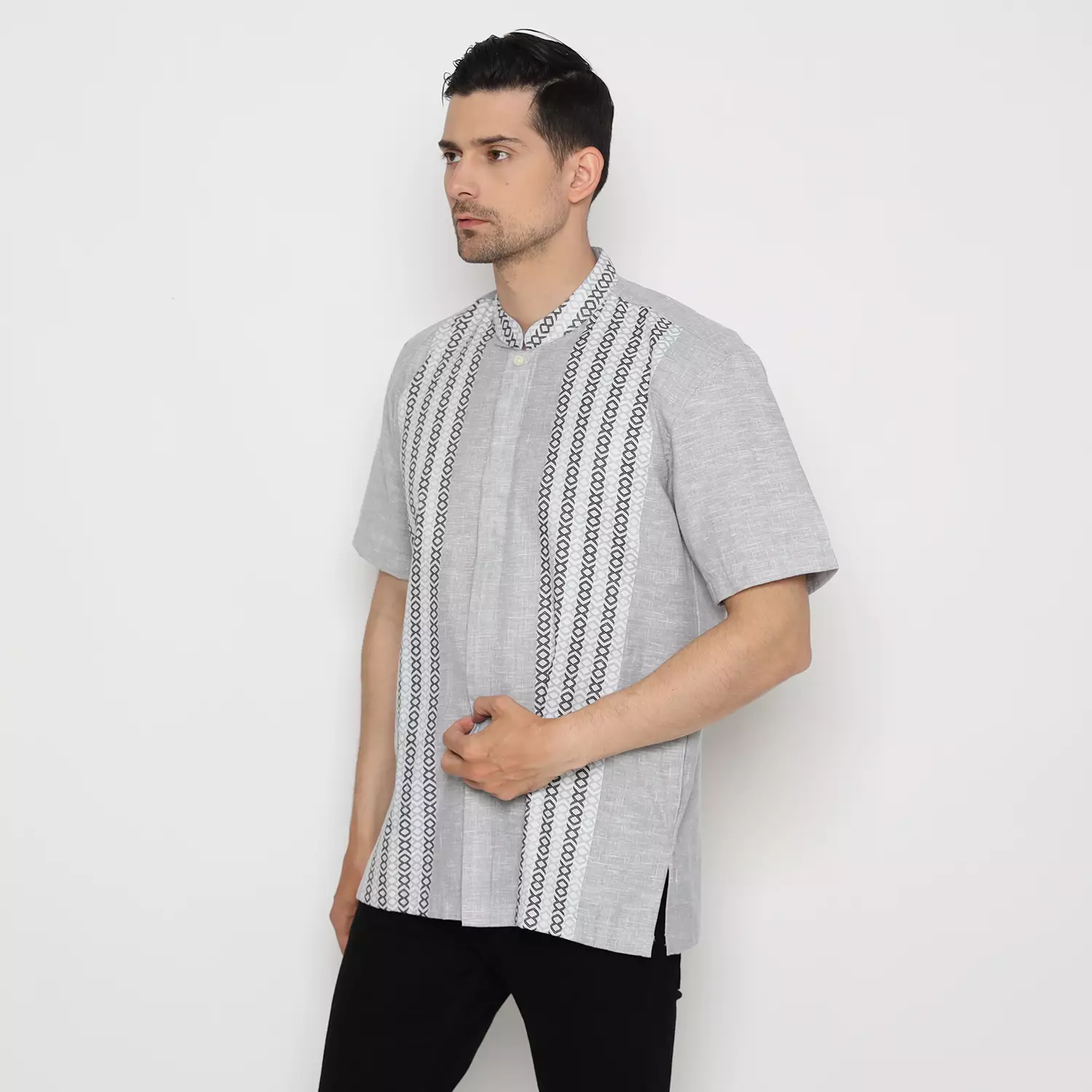 Platini Kemeja Koko Pria Lengan Pendek Katun Abu 931183