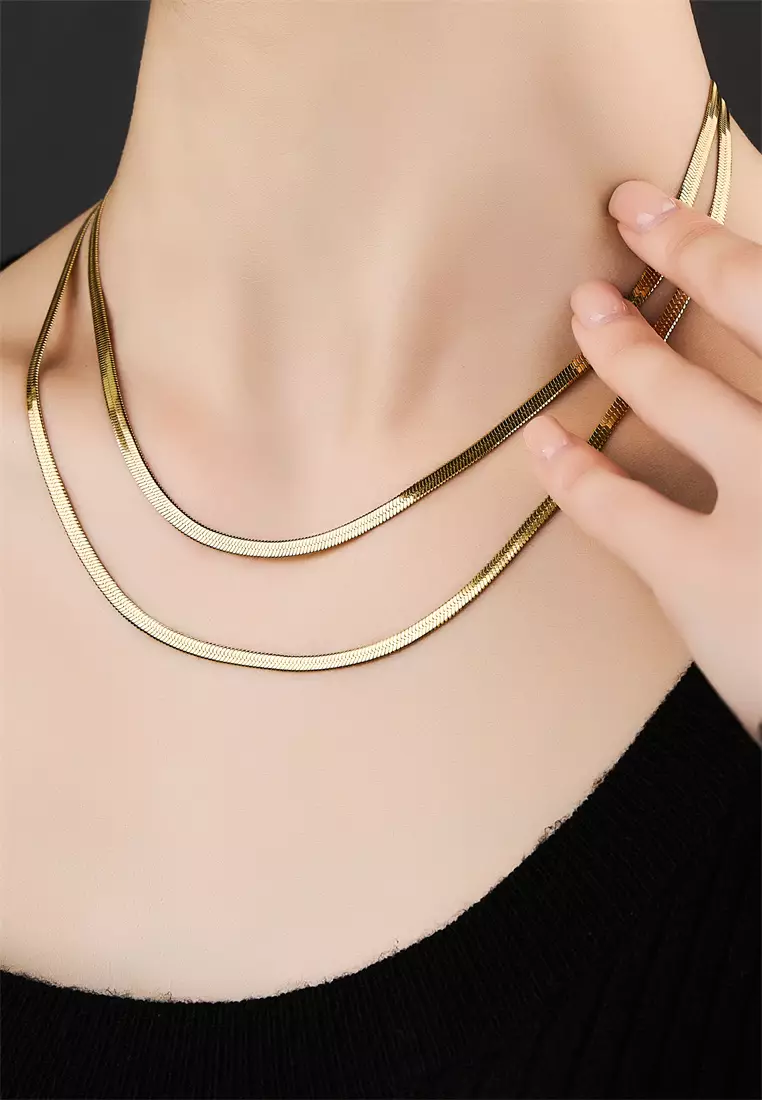 Grace 㳀金色不鏽鋼 双圈蛇骨鏈