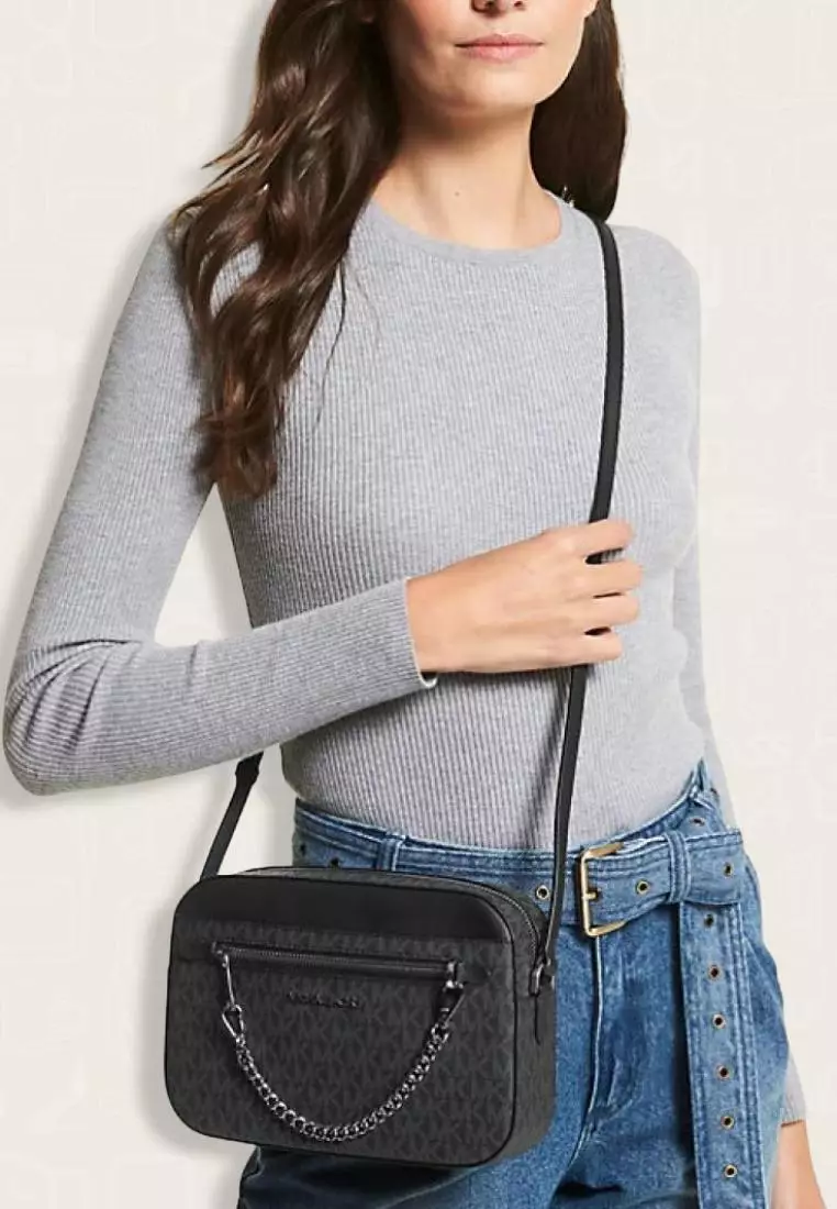 Michael Kors Jet Set Large Logo Crossbody Bag Black