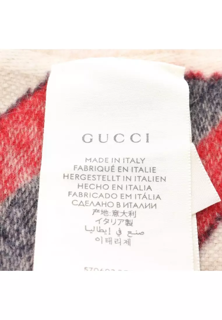 Pre-Loved Gucci GG pattern Scarf wool beige