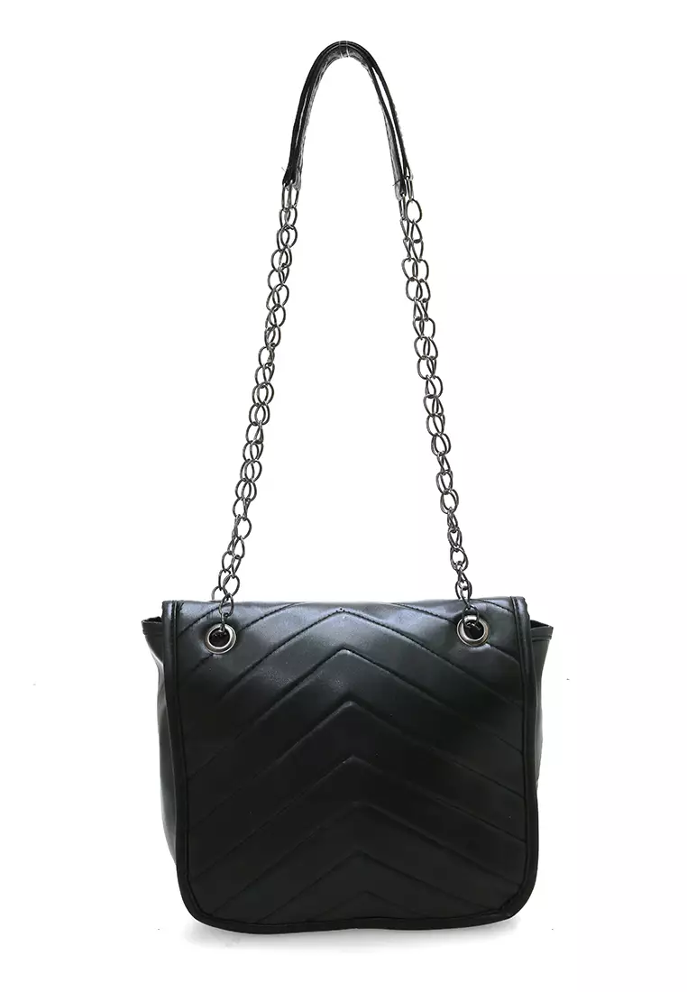 Devira Tas Selempang Bordir Tali Rantai Design Simple Premium Quality - Black