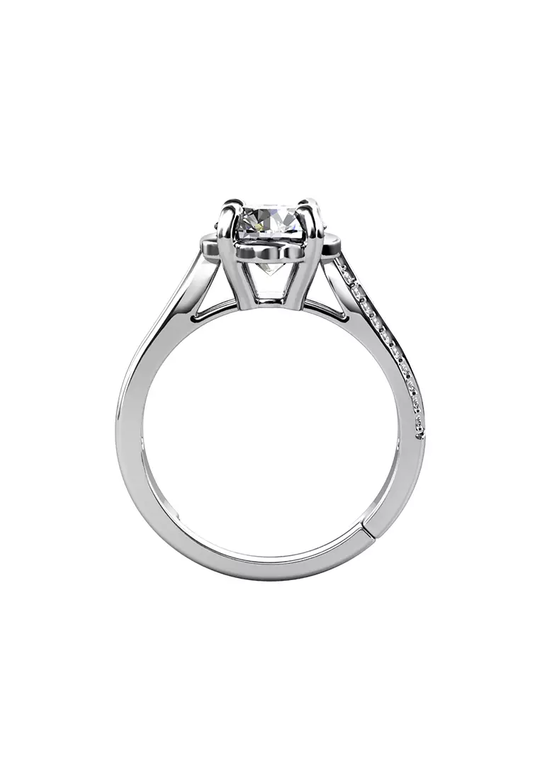 Berlian Moissanite La Rose Ring [GRA CERTIFICATE MOISSANITE DIAMOND] - Cincin 1carat Moissanite Diamond 925 Silver Celesta by Her Jewellery