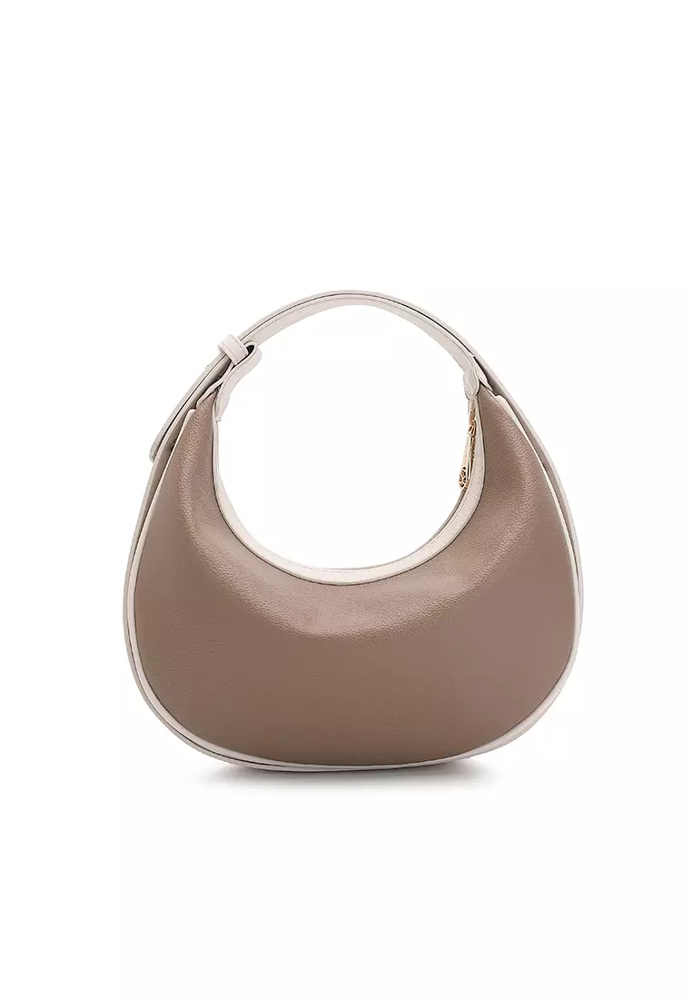 Women's Shoulder Bag / Sling Bag / Crossbody Bag - Taupe / White