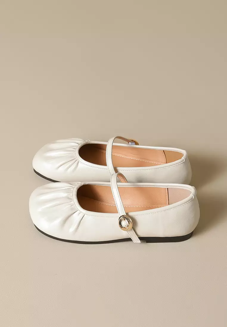 針扣搭帶褶皺瑪麗珍妮鞋 WW993-9