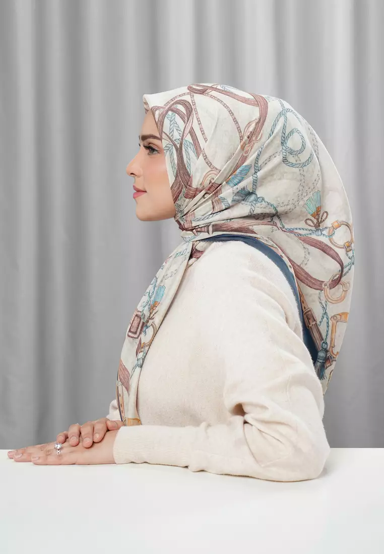 Alexandra Silk Jacquard Square - Marine