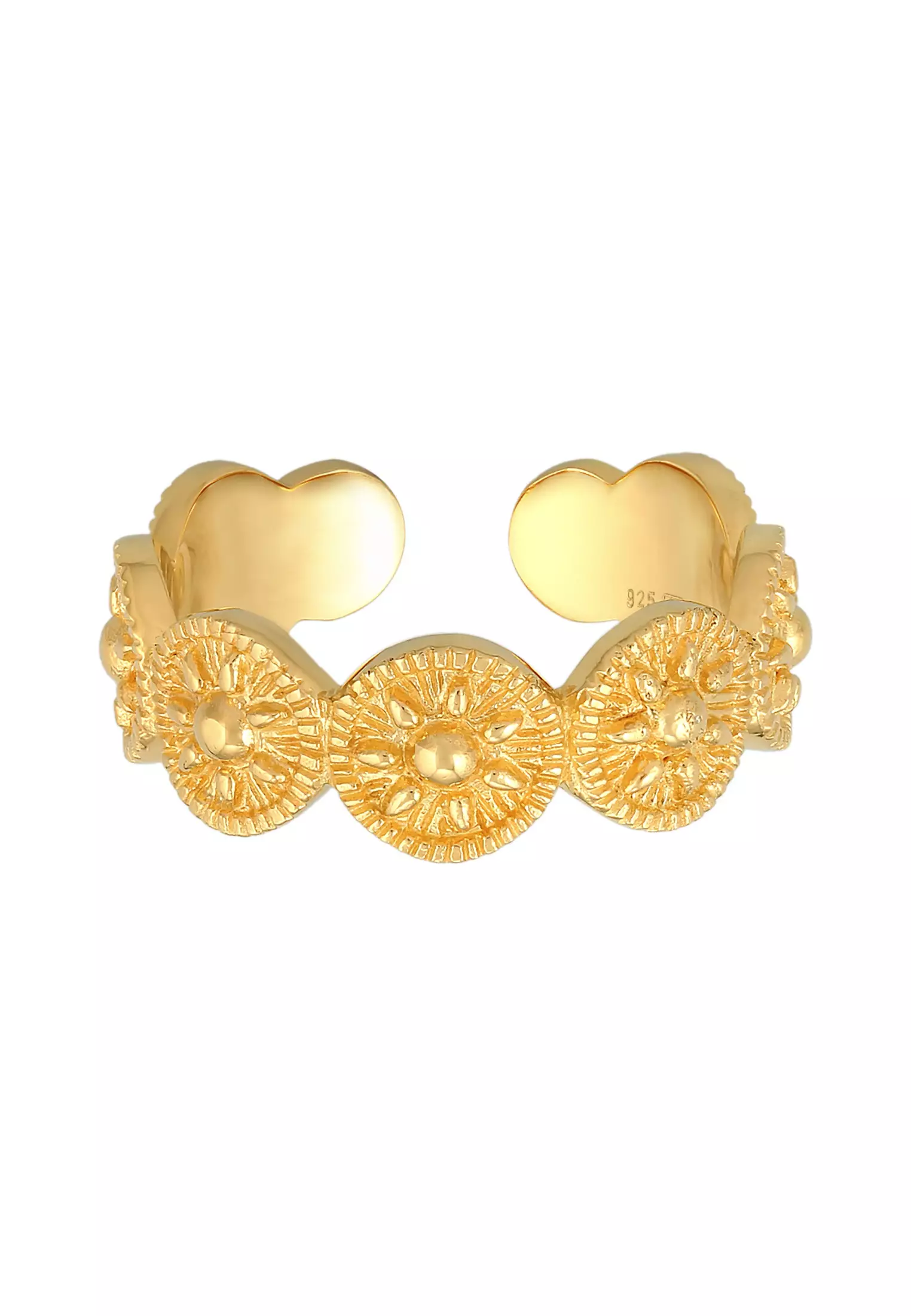 Ring B Sun Design Open Gold Plated